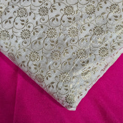 Dyeable Brocade Fabric with All Over Floral Vine Motif