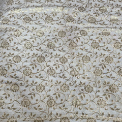 Dyeable Brocade Fabric with All Over Floral Vine Motif