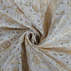 Dyeable Brocade Fabric with All Over Floral Vine Motif