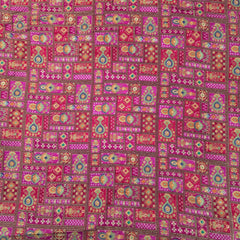 Pure Banarasi Dola Silk Soft Brocade with Position Print on Fuschia Pink Base