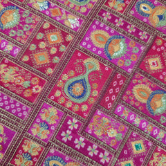 Pure Banarasi Dola Silk Soft Brocade with Position Print on Fuschia Pink Base