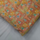 Pure Banarasi Dola Silk Soft Brocade with Position Print on Mustard Yellow Base