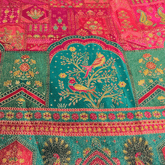 Pure Banarasi Dola Silk Soft Brocade with Position Print on Pink Base with Green Border