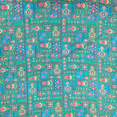 Pure Banarasi Dola Silk Soft Brocade with Position Print on Sea Green Base