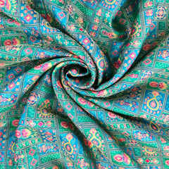 Pure Banarasi Dola Silk Soft Brocade with Position Print on Sea Green Base