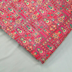 Pure Banarasi Dola Silk Soft Brocade with Position Print on Red Base