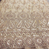 Dyeable Shimmer Tissue base Fabric with Floral work & Paisley Border