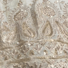 Dyeable Shimmer Tissue base Fabric with Floral work & Paisley Border