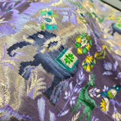 Pure Banarasi Silk Brocade with Animal and Birds Motifs on Lilac Base