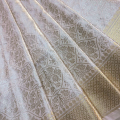 Pure Banarasi Tissue Silk Brocade with all over Geometric & Floral Pattern (Dyeable)