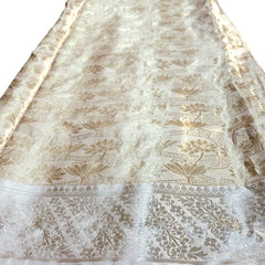 Pure Banarasi Tissue Silk Brocade with all over Floral Jaal Pattern (Dyeable)