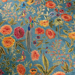 Pure Banarasi Silk Soft Multicolor Brocade on Teal Blue Base