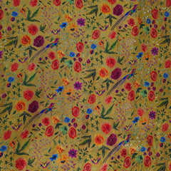 Pure Banarasi Silk Soft Multicolor Brocade on Mustard Yellow Base