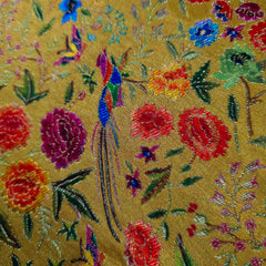 Pure Banarasi Silk Soft Multicolor Brocade on Mustard Yellow Base