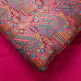 Pure Banarasi Silk Soft Brocade with Multicolor Position Print on Pink Base