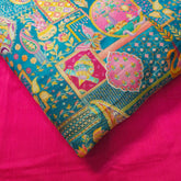 Pure Banarasi Silk Brocade with Multicolor Position of Swan & Paisley Print on Green Base