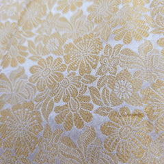 Dyeable Banaras Brocade Fabric with all over Golden Floral Pattern