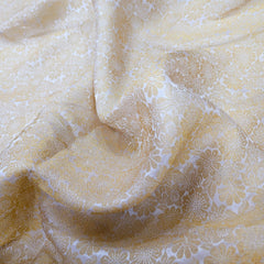 Dyeable Banaras Brocade Fabric with all over Golden Floral Pattern