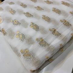 Brocade Butta on Dyeable Georgette base
