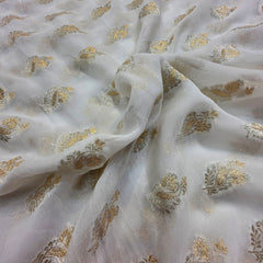 Brocade Butta on Dyeable Georgette base
