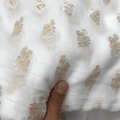 Brocade Butta on Dyeable Georgette base