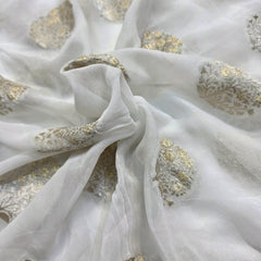 Brocade Butta on Dyeable Georgette base