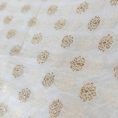 Dyeable Chanderi Brocade Fabric with All Over Butta Motif