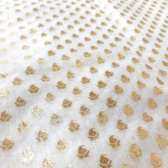 Dyeable Chanderi Brocade Fabric with All Over Paisley Butta Motif
