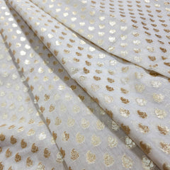 Dyeable Chanderi Brocade Fabric with All Over Paisley Butta Motif