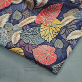 Floral Digital Print on Brasso Fabric with Midnight Blue Base