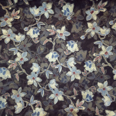 Floral Digital Print on Brasso Organza Fabric with Black Base