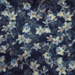 Floral Digital Print on Brasso Fabric with Midnight Blue Base