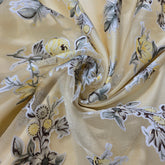 Pastel Yellow Brasso Organza Fabric with Light Yellow Floral Digital Print