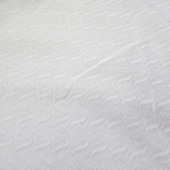 White Chikankari Cotton Fabric with Wavy Design