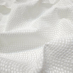 White Chikankari Kota Doria Fabric with Wavy Design