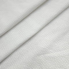 White Chikankari Kota Doria Fabric with Wavy Design