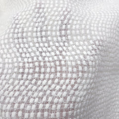 White Chikankari Kota Doria Fabric with Wavy Design