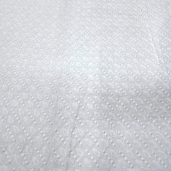 White Chikankari Cotton Fabric with Diagonal Design