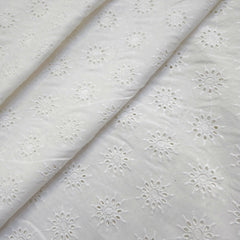 White Hakoba Cotton Fabric with Floral Design