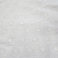 White Hakoba Cotton Fabric with Floral Design