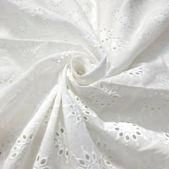 White Hakoba Cotton Fabric with Floral Design