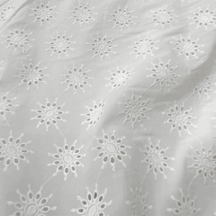 White Hakoba Cotton Fabric with Floral Design
