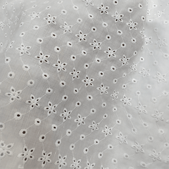 White Hakoba Cotton Fabric with Floral Design