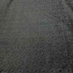 Black Chikankari Cotton Fabric with Floral Design