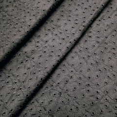 Black Hakoba on Cotton Fabric with Floral Design