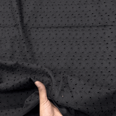 Black Hakoba on Cotton Fabric with Floral Design