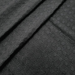 Black Chikankari Cotton Fabric with Floral Design