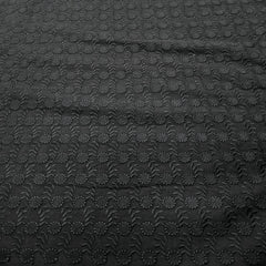 Black Chikankari Cotton Fabric with Floral Design