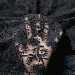 Black Chikankari on Georgette Fabric with Floral Design