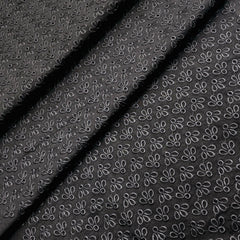 Black Chikankari Cotton Fabric with Floral Design